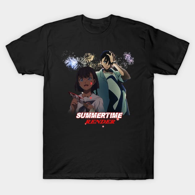 Summertime Render ''FIREWORKS'' Anime Manga T-Shirt by riventis66